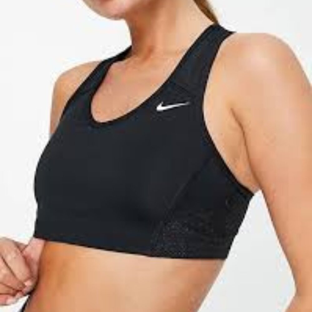 Nike Pro Black Sparkle Racerback Medium Support Sports Bra Small